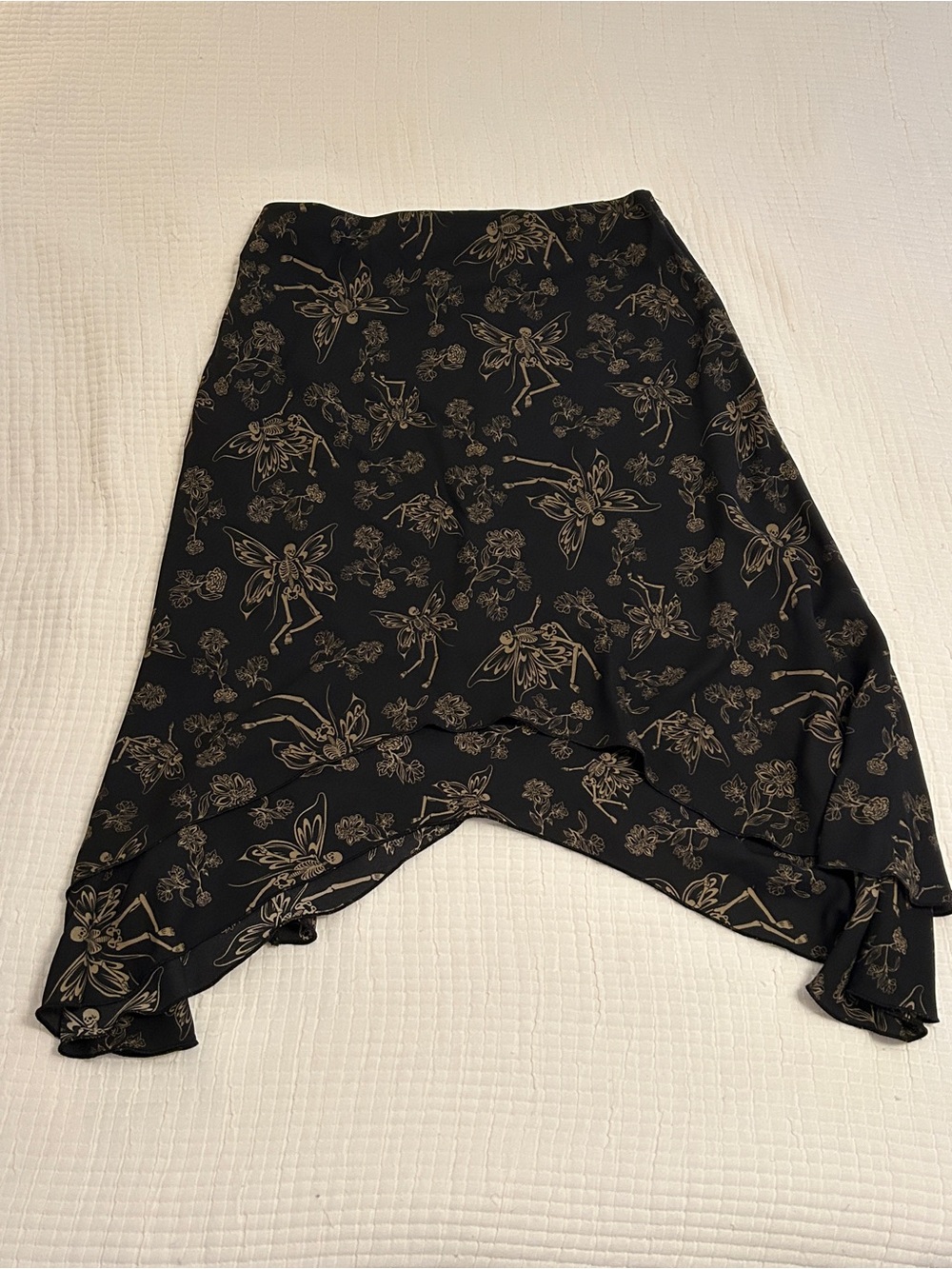 Hot Topic Thorn & Fable Skeleton Fairy Tiered Midi Skirt